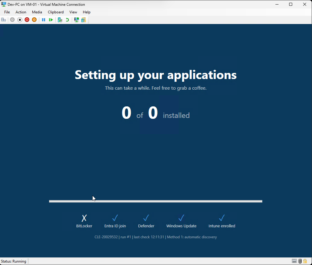 Early in a fresh run, before anything&rsquo;s had time to install yet